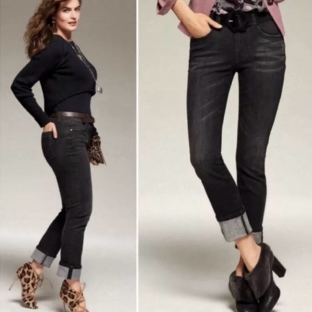 Cabi washed black (smolder) high straight jeans #3560 size 8